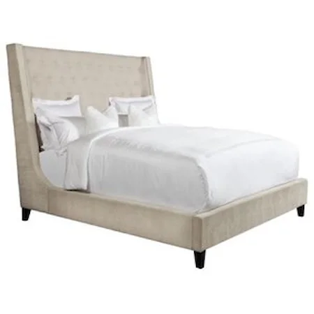 Contemporary Queen Upholstered Bed with Button Tufting